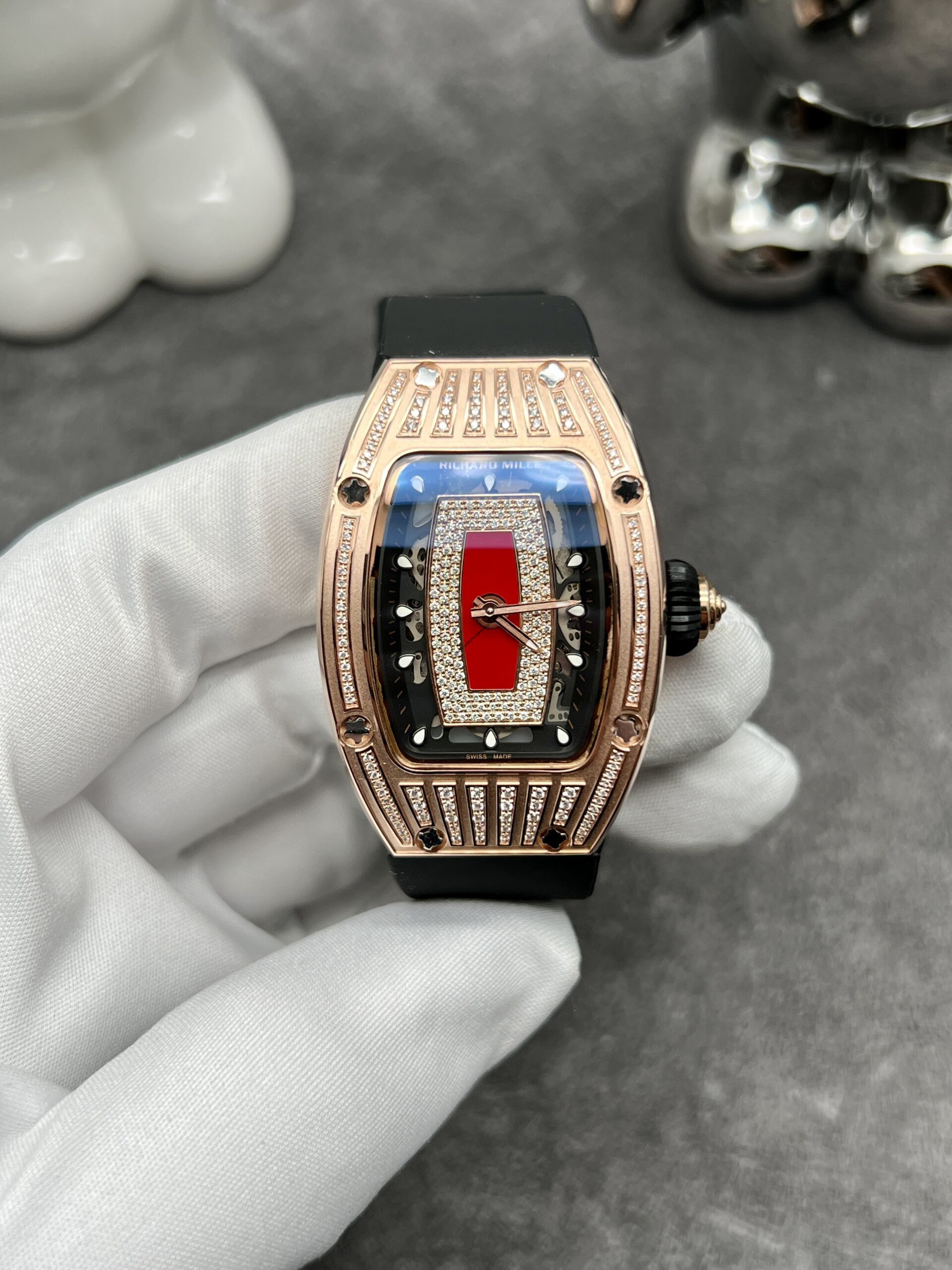 Richard Mille women’s watch RM07-01 upgraded 18K red gold with diamonds