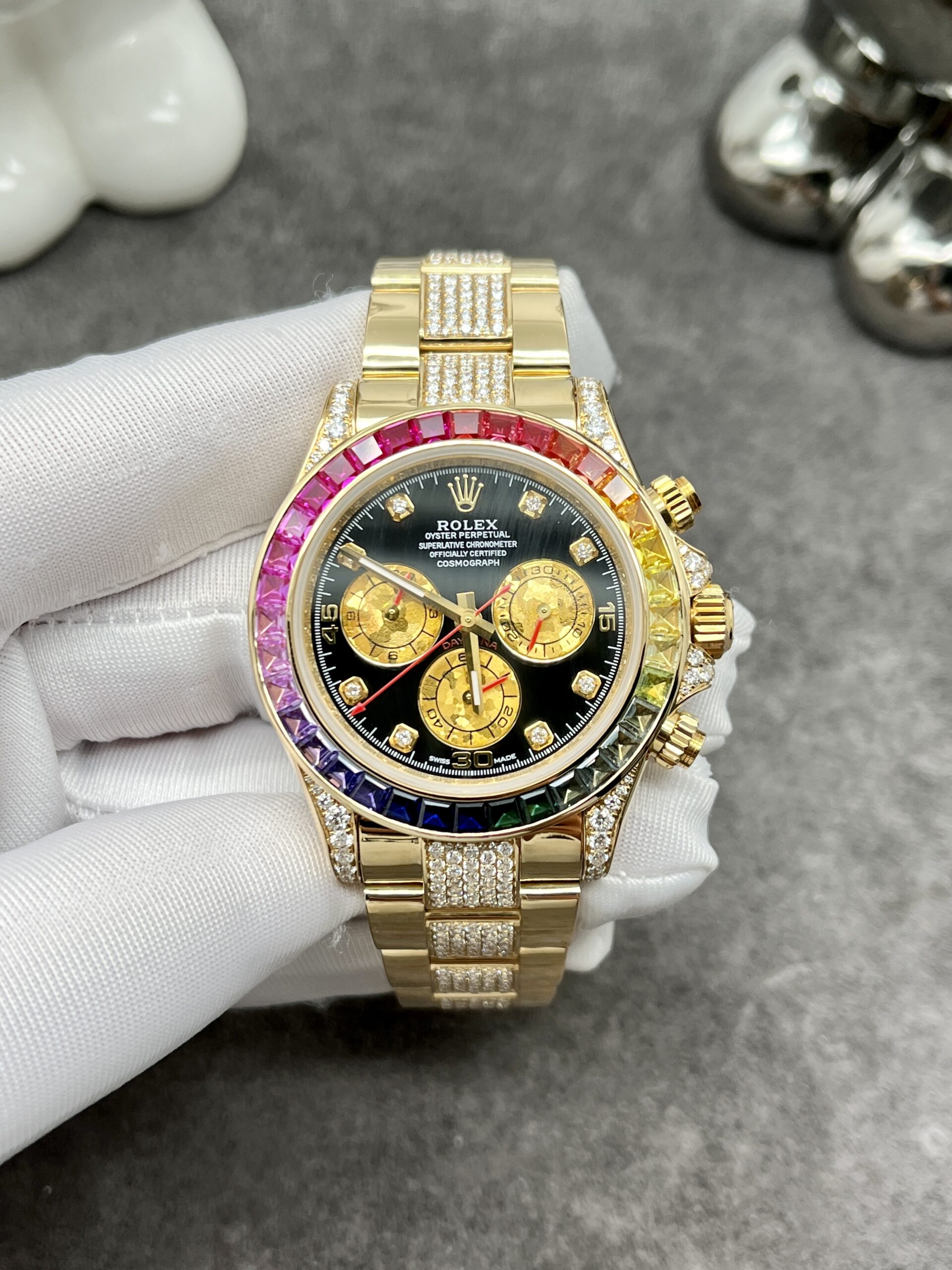rolex Cosmograph Daytona Series 116598 RBOW 18K gold with diamonds watch